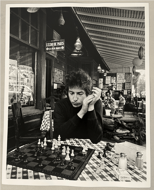 Bob Dylan playing chess (Signed) - Morrison Hotel Gallery