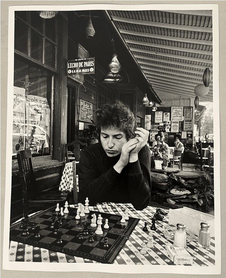 Bob Dylan playing chess (Signed) - Morrison Hotel Gallery