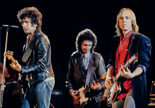 Bob Dylan, Tom Petty, and Mike Campbell performing at Farm Aid, 1985 - Morrison Hotel Gallery