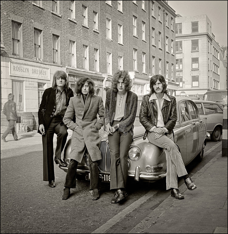 Led Zeppelin leaning on car, London, 1968 - Morrison Hotel Gallery