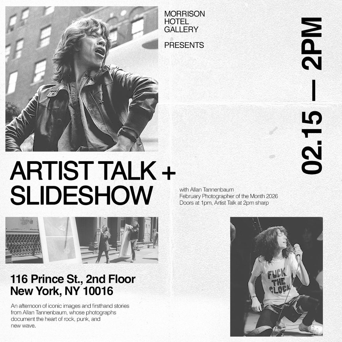 Artist Talk & Slideshow Presentation with Allan Tannenbaum - NY - Morrison Hotel Gallery