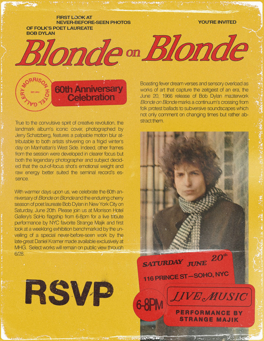 NYC: Blonde On Blonde 60th Anniversary Celebration - Morrison Hotel Gallery