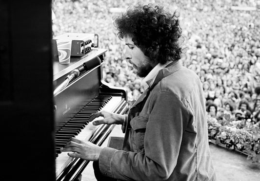 Bill Graham, Rick Danko and Bob Dylan, SNACK Benefit, Kezar Stadium, March 23, 1975.