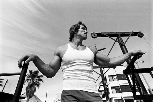 Arnold Schwarzenegger, Muscle Beach, Venice, CA, 1976 - Morrison Hotel Gallery