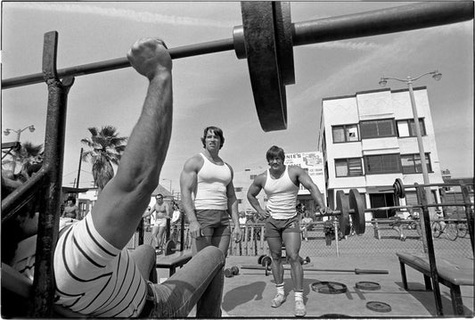 Arnold Schwarzenegger, Original Gold's Gym & Muscle Beach, 1976 - Morrison Hotel Gallery