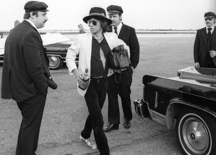 Black Frame Day - Keith Richards, Holding a Bottle of Jack Daniels, Midwest Airport, 1979 - Morrison Hotel Gallery