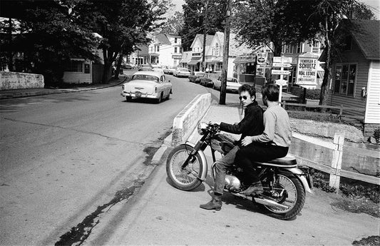 Bob Dylan and John Sebastian on a Triumph Motorcycle, 1964 - Morrison Hotel Gallery