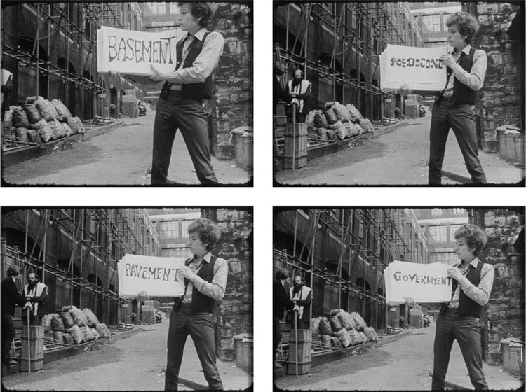 Bob Dylan, cue card scene, DONT LOOK BACK, 1965 (quadtych) - Morrison Hotel Gallery