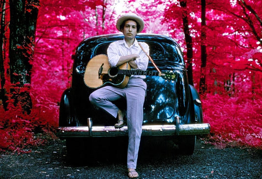 Bob Dylan, outside his Byrdcliffe home, infrared color film, Woodstock, NY, 1968 - Morrison Hotel Gallery