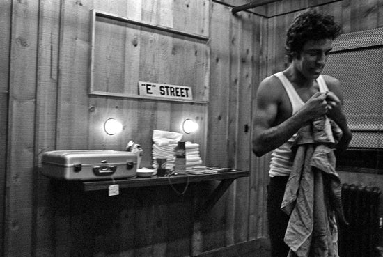 Bruce Springsteen Backstage with E Street Sign, 1978 - Morrison Hotel Gallery