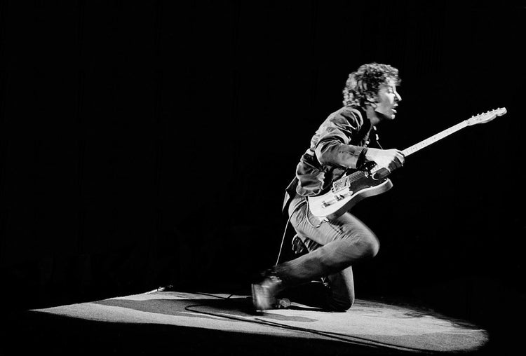 Bruce Springsteen Crawling Onstage with Telecaster 2, 1978 (Cover of Springsteen Access All Areas) - Morrison Hotel Gallery