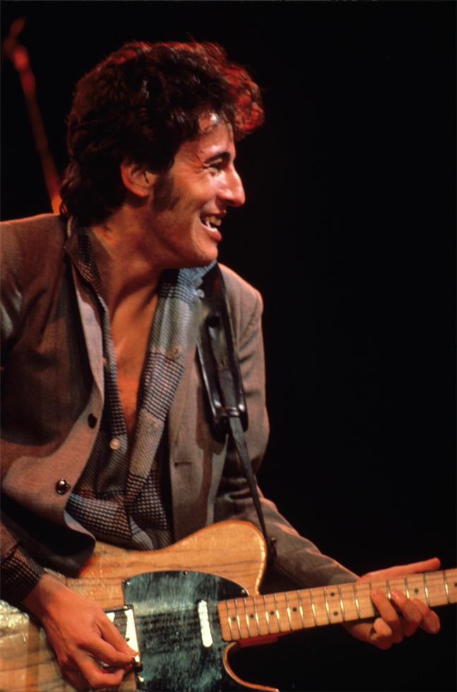 Bruce Springsteen in Gray Jacket Performing with Blonde Fender Telecaster, 1978 - Morrison Hotel Gallery