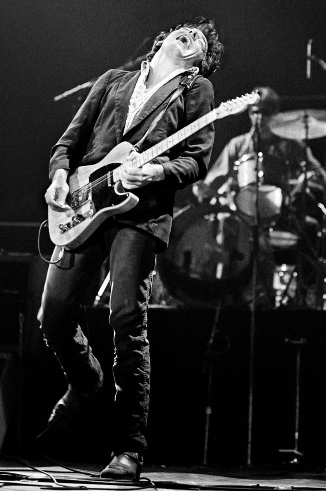 Bruce Springsteen Leaning Backwards Performing with Blonde Fender Telecaster, 1978 - Morrison Hotel Gallery