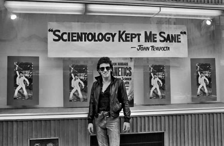 Bruce Springsteen with Scientology Sign, 1978 - Morrison Hotel Gallery