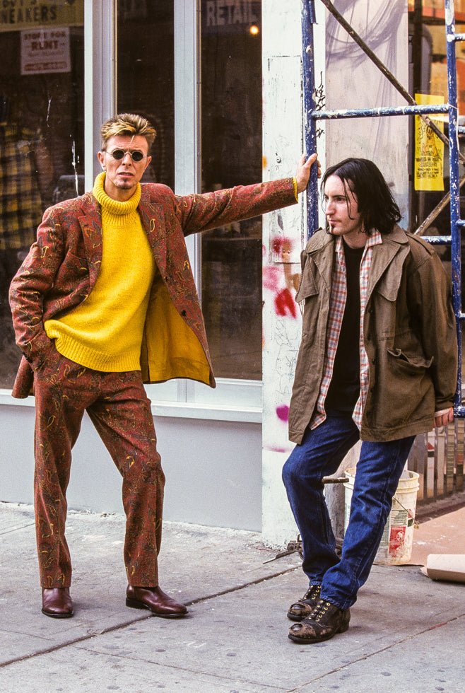 David Bowie and Trent Reznor on set for the "I'm Afraid of Americans" music video, 1997 - Morrison Hotel Gallery