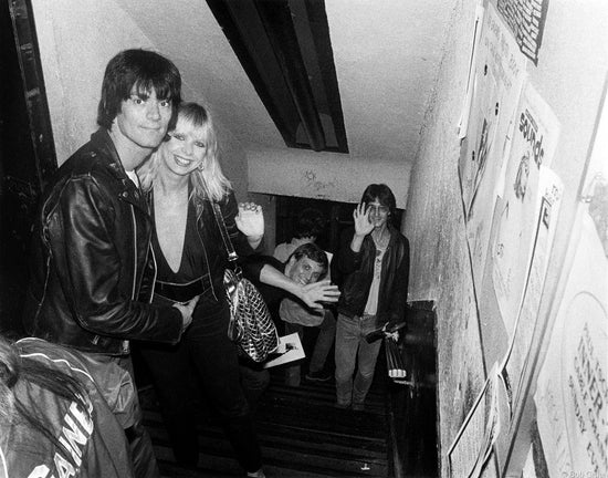 Dee Dee Ramone, Vera Ramone, Richard Robinson & Lenny Kaye, Max's Kansas City Stairs, NYC, 1979 - Morrison Hotel Gallery