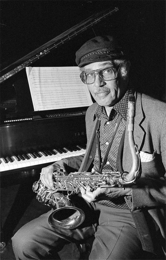 Dexter Gordon, in studio, with sax, piano and score, 1979 - Morrison Hotel Gallery
