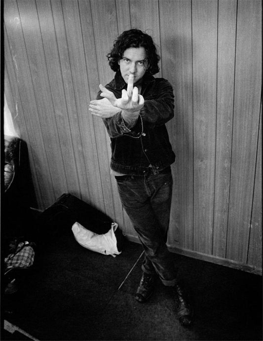 Eddie Vedder, Pearl Jam, giving the finger - Morrison Hotel Gallery