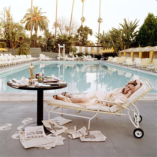 Faye Dunaway Oscar outtake, lying down, Beverly Hills Hotel, CA, 1977 - Morrison Hotel Gallery
