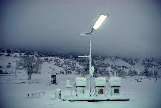 Gas Pumps in Snow - Morrison Hotel Gallery