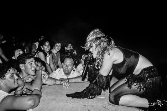 Madonna Performing on Knees with Fans, 1985 - Morrison Hotel Gallery