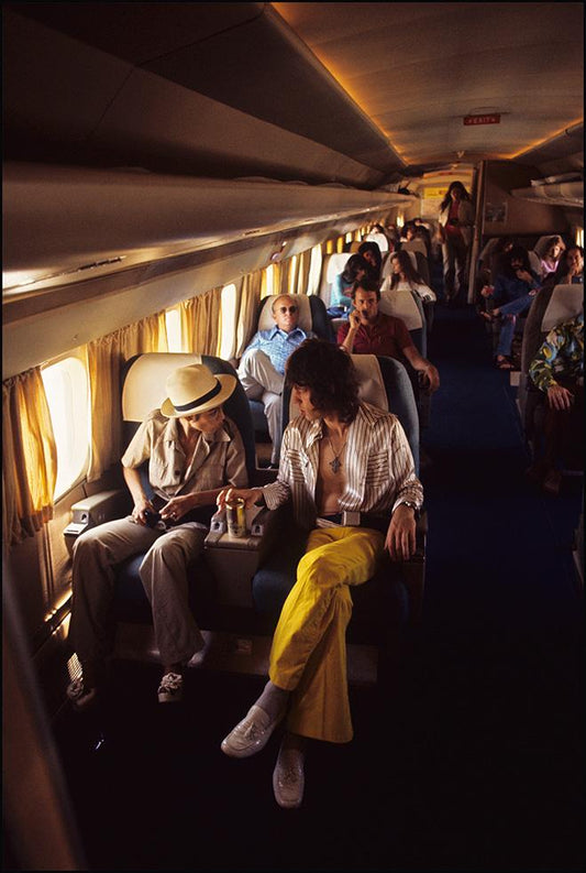 Mick Jagger and friends aboard the Rolling Stones plane, 1972 - Morrison Hotel Gallery