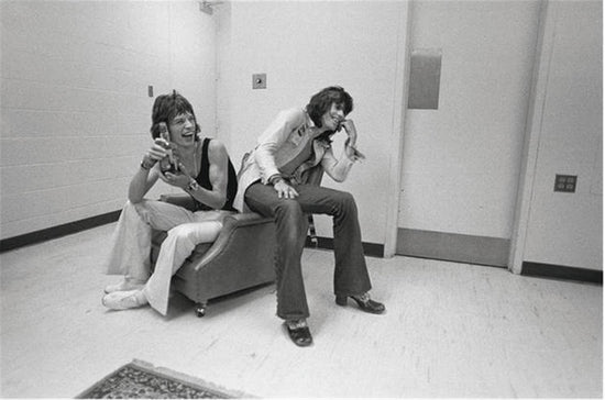 Mick Jagger and Keith Richards, backstage, Rolling Stones Exile on Main Street Tour, 1972 - Morrison Hotel Gallery