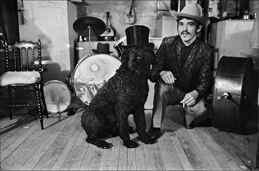 Rick Danko, The Band, with his dog Hamlet, given to him by Dylan, Zena Rd. home, Woodstock, NY 1969 - Morrison Hotel Gallery