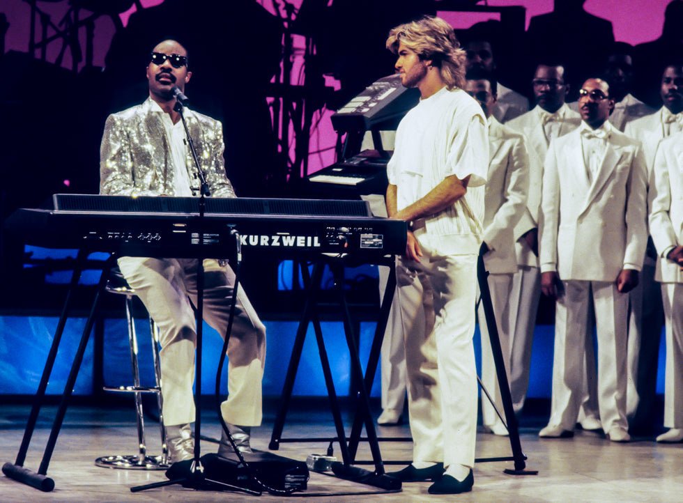 Stevie Wonder and George Michael performing at the Apollo Theater, NYC, 1985 - Morrison Hotel Gallery