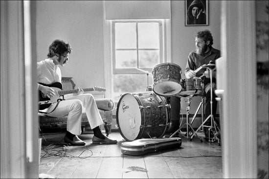 The Band, Robbie Robertson & Levon Helm rehearsing in Rick Danko’s Zena Rd. home, Woodstock, 1969. - Morrison Hotel Gallery