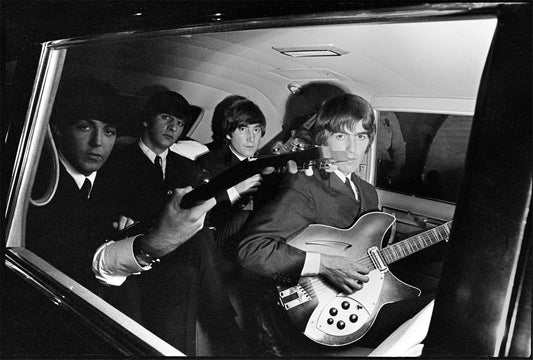 The Beatles, in limo with guitars - Morrison Hotel Gallery