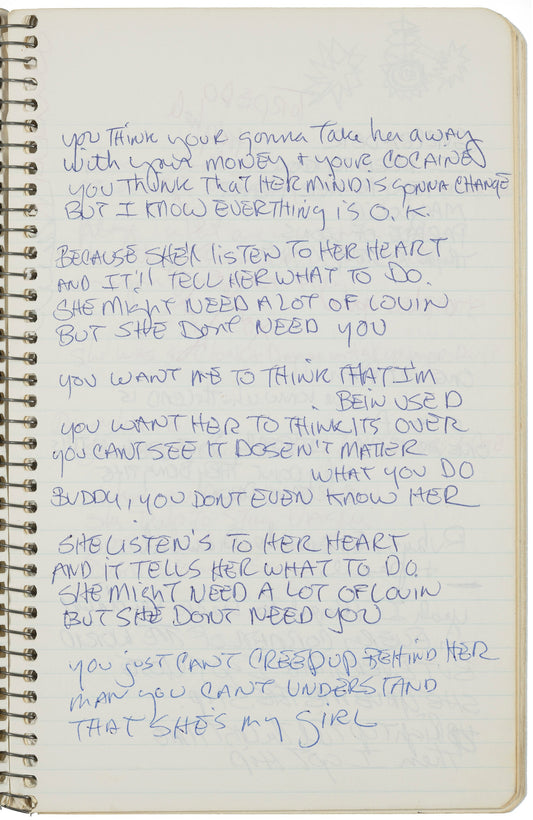 Tom Petty Lyric Journal: "Listen To Her Heart" - Morrison Hotel Gallery