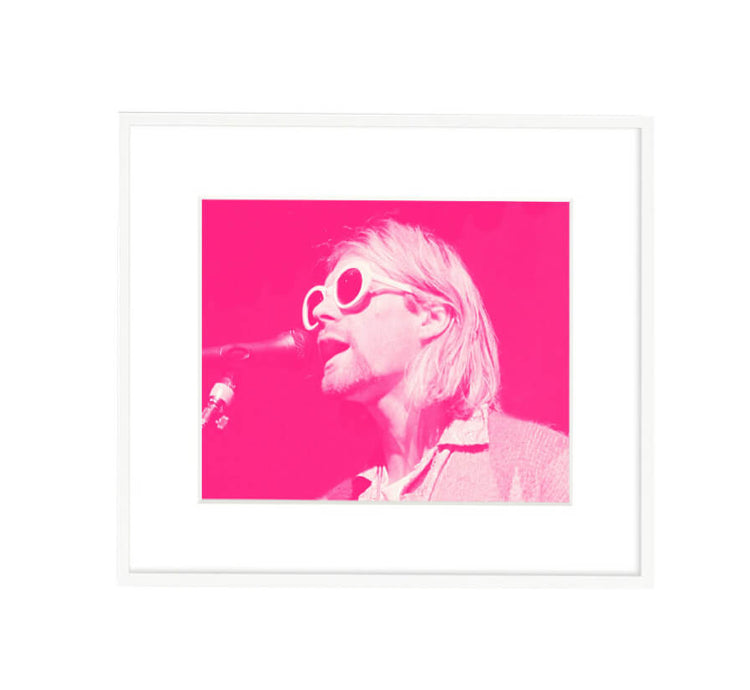 White Frame - Kurt Cobain, Nirvana, Singing Pink, 1993 - 40x50 - Morrison Hotel Gallery