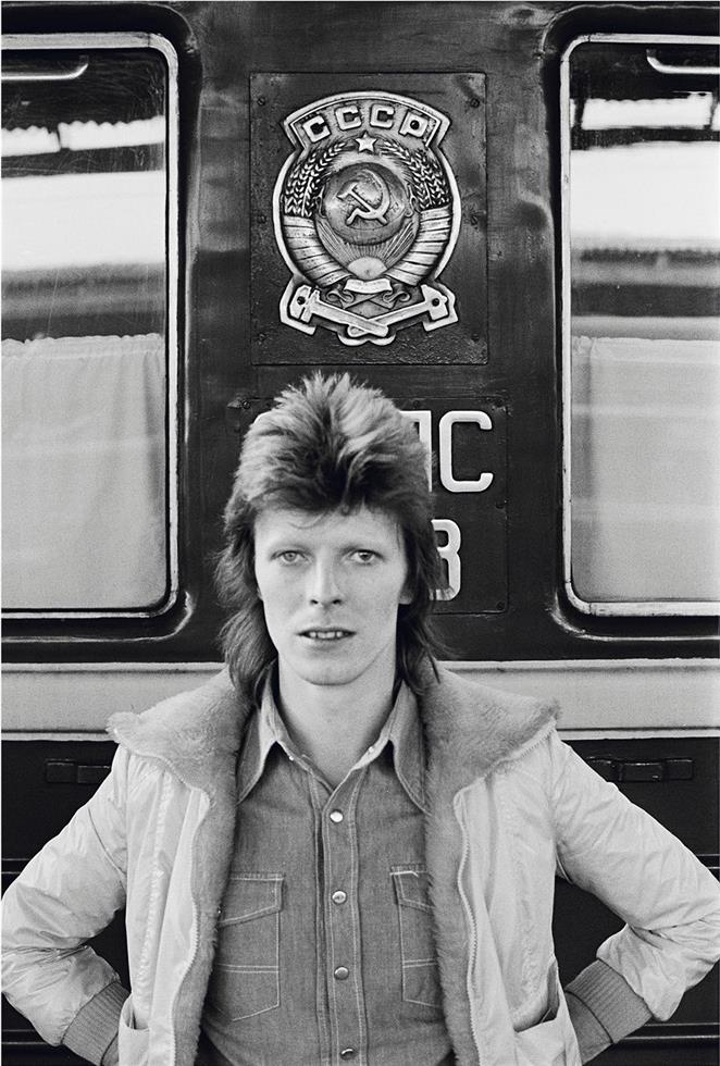 David Bowie, in front of Trans Siberian Express, 1973 - Morrison Hotel Gallery